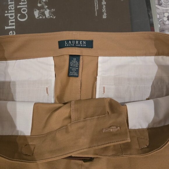 Lauren Ralph Lauren | Tan Belted Cotton Skirt | Size 12 - Picture 3 of 5